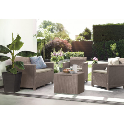 Keter Set zahradní s úložným stolem Elodie 2, cappuccino/písková